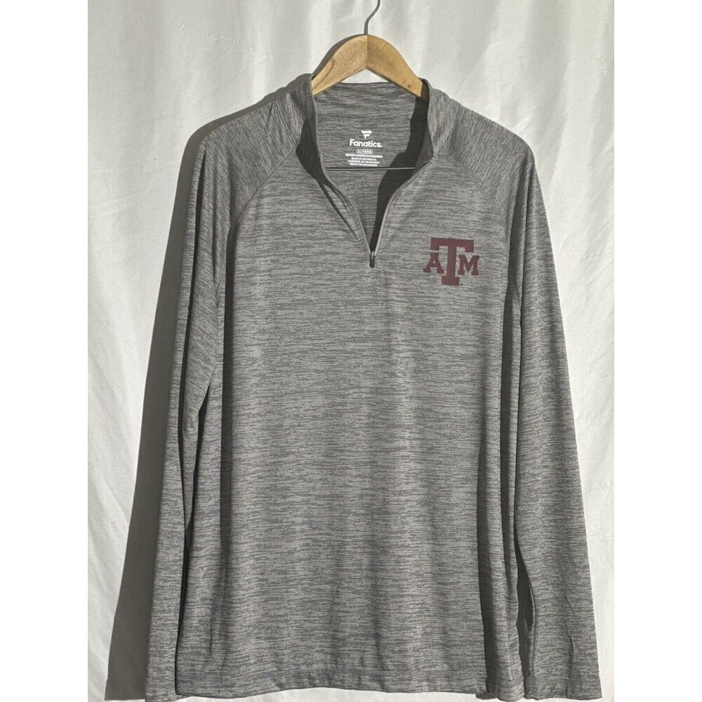Texas A&M fanatics Mens‎ Striated Raglon Light Weight Quarter Zip Top Grey XL